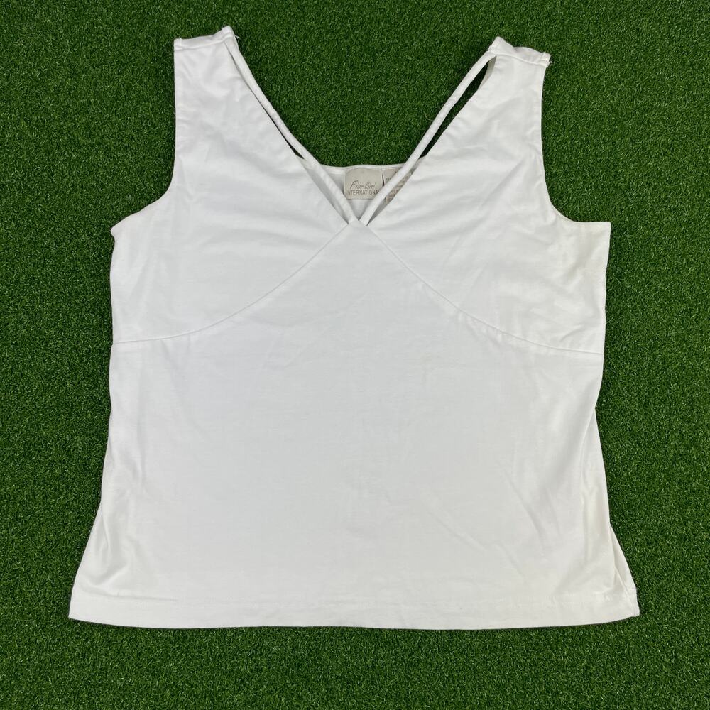 Vintage 90s Fiorlini International White V Neck Strappy Tank Top Sz M